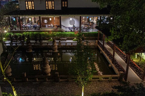 The hotel gardens from the hotel room balcony